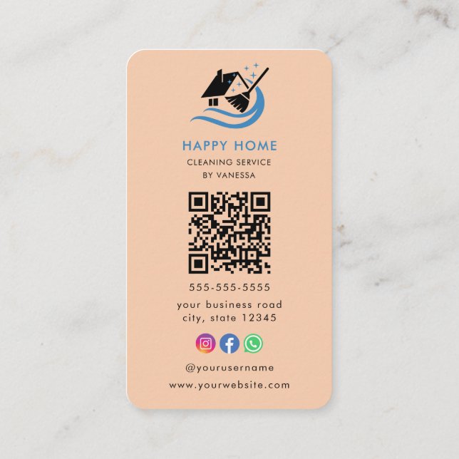 Berufliche Reinigungsdienste Logo Qr-Code Visitenkarte (Rückseite)