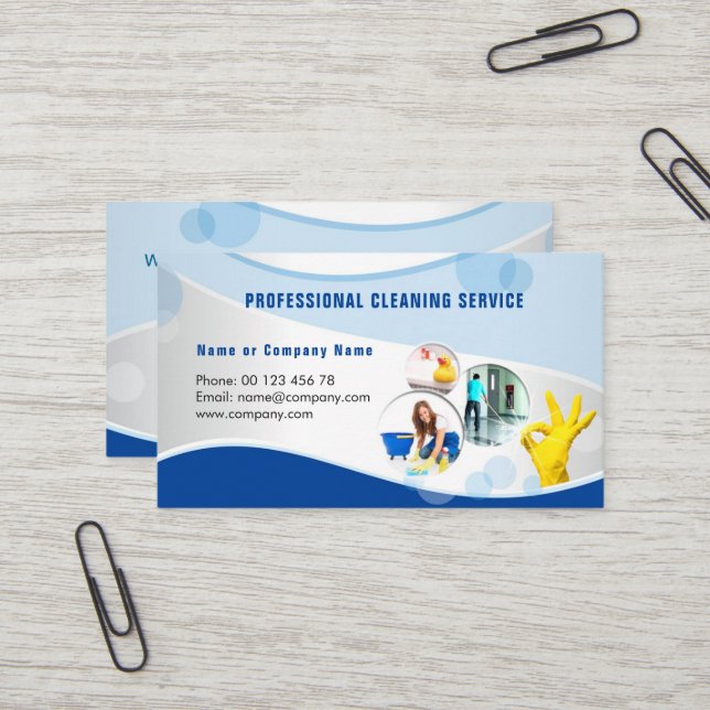 Berufliche Reinigungsservice-Geschäftskarte Visitenkarte (Vorderseite/Rückseite Beispiel)
