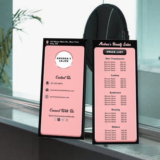 Berufliche Rosa-Salon-Logodienste Werbekarte (Von Creator hochgeladen)