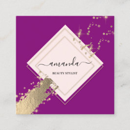Berufliche Rose Frame Gold Berry Pink Confetti Quadratische Visitenkarte