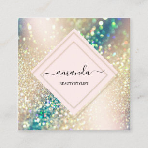 Berufliche Rose Frame Holograph Beauty Rose Quadratische Visitenkarte