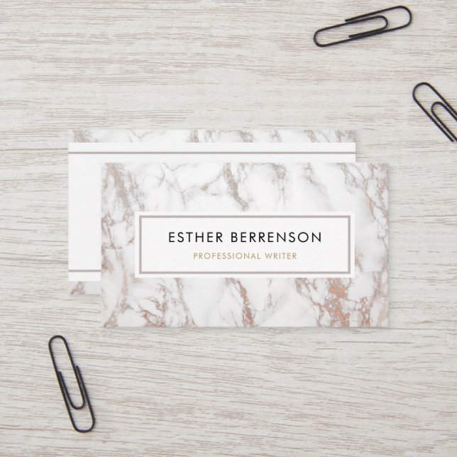 Berufliche Rose Gold-Marmor-Visitenkarte Visitenkarte (Vorderseite/Rückseite Beispiel)