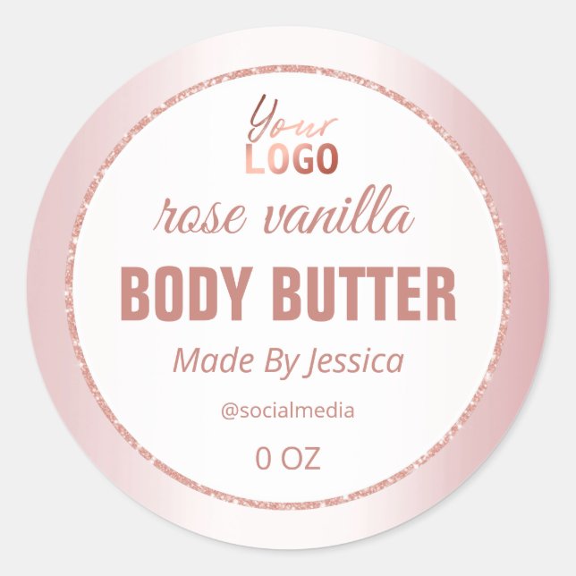 Berufliche Rose Gold Weißkörperbuttermarken Runder Aufkleber (Vorderseite)
