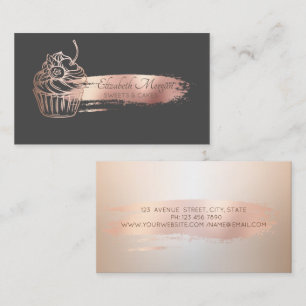 Berufliche Rose Goldrausch Stroke Cupcake Visitenkarte