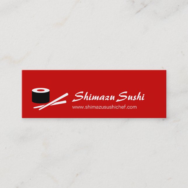Berufliche rote weiße Sushi-Kochs-Geschäftskarte Mini Visitenkarte (Vorderseite)