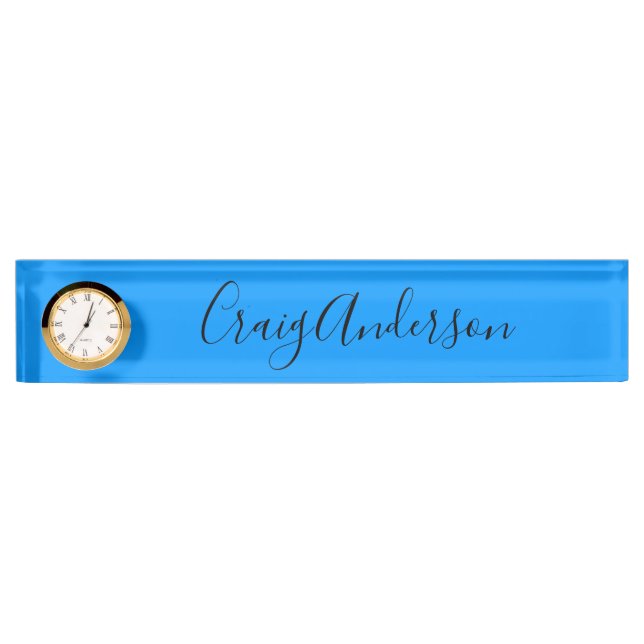 Berufliche Schlichte Moderne Elegante Bright Blue  Namensplakette (Vorderseite)