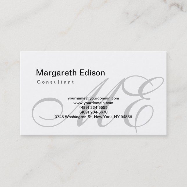 Berufliche Schlichte Monogramm-White-Business-Kart Visitenkarte (Vorderseite)