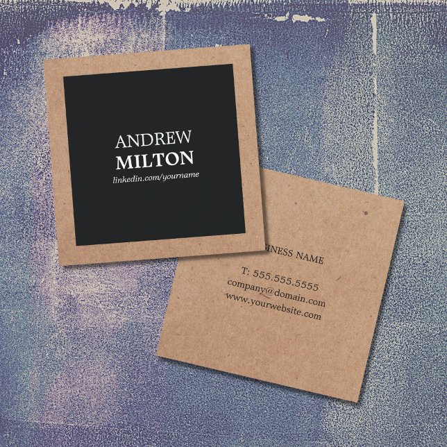 Berufliche schlichte schwarze Kraft Quadratische Visitenkarte (Von Creator hochgeladen)