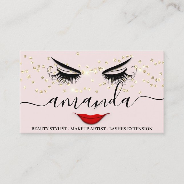 Berufliche Schönheit Makeup Gold Luch Pinselspitze Visitenkarte (Vorderseite)