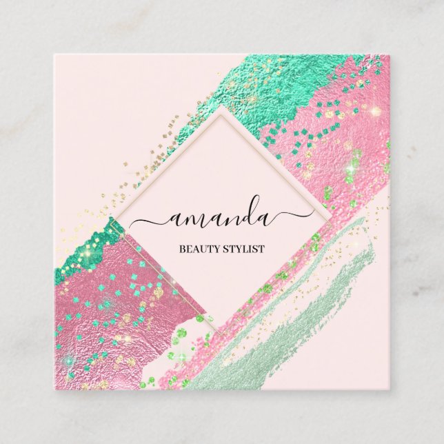 Berufliche Schönheitscreme Logo Rosa Rose Quadratische Visitenkarte (Vorderseite)