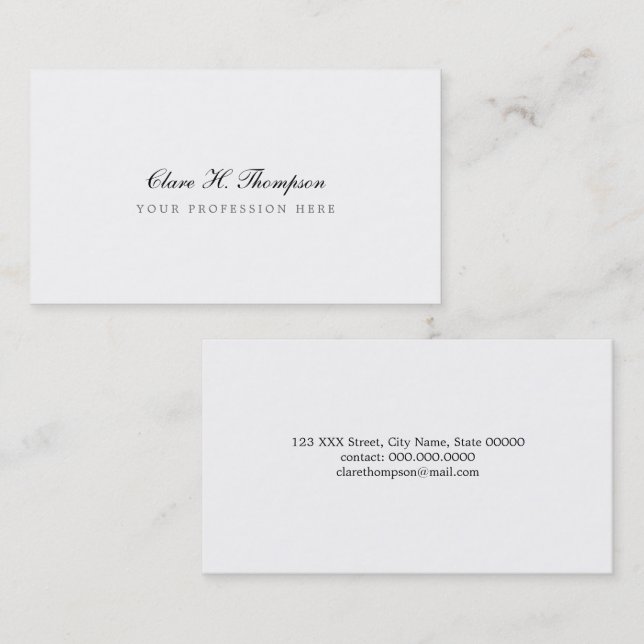 berufliche Schrift, elegant und minimalistisch Visitenkarte (Vorne/Hinten)