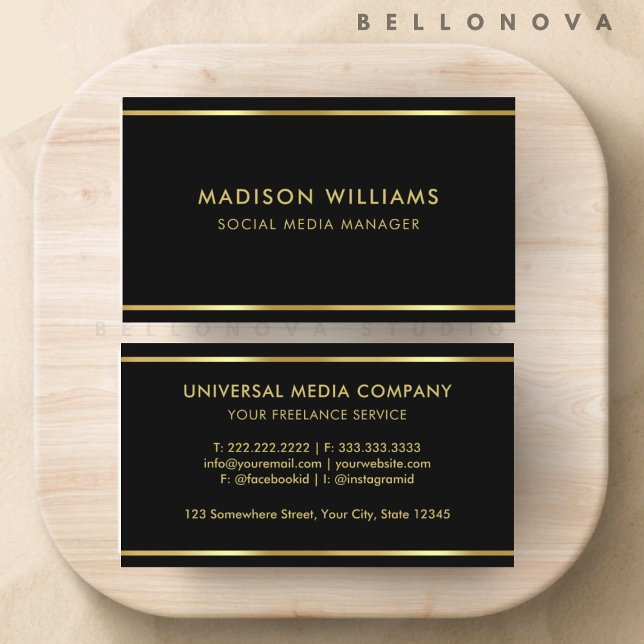 Berufliche Schwarz- und Goldprämie Visitenkarte (Custom Black and Gold Premium Professional Business Card)