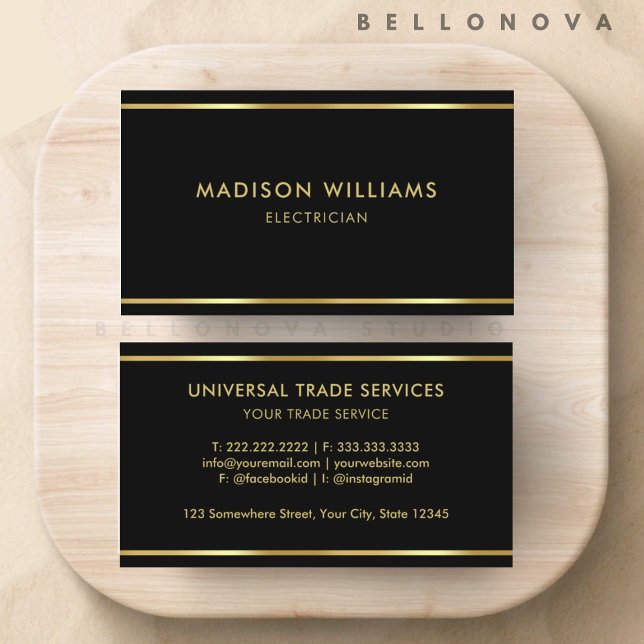 Berufliche Schwarz- und Goldprämie Visitenkarte (Custom Black and Gold Premium Professional Business Card)