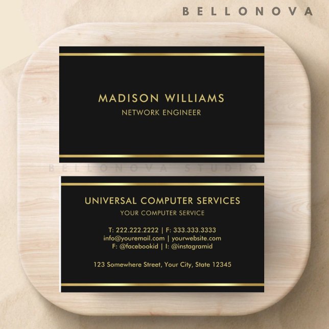 Berufliche Schwarz- und Goldprämie Visitenkarte (Custom Black and Gold Premium Professional Business Card)