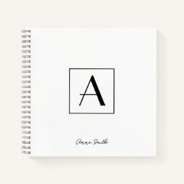 Berufliche Schwarz-Weiß-Monogramm-Anfangsschrift Notizbuch