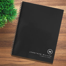 Berufliche Schwarz-Weiß-Monogramm Notizbuch