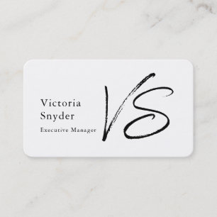 Berufliche Schwarz-Weiß-Monogramm Visitenkarte