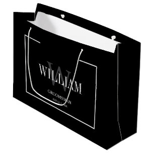 Berufliche Schwarz/Weiß-Trauzeugen Minimalistisch Große Geschenktüte