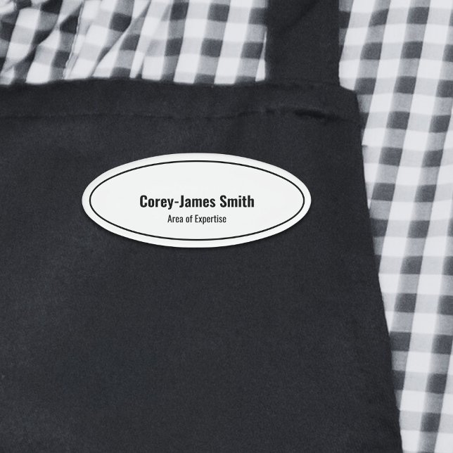 Berufliche Schwarz-weiße Namenskenntnisse Oval Namenschild (Professional Black White Name Expertise Oval Name Tag)