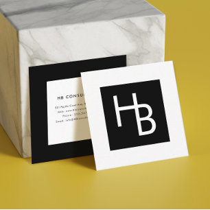 Berufliche Schwarzweiß-Logos Quadratische Visitenkarte