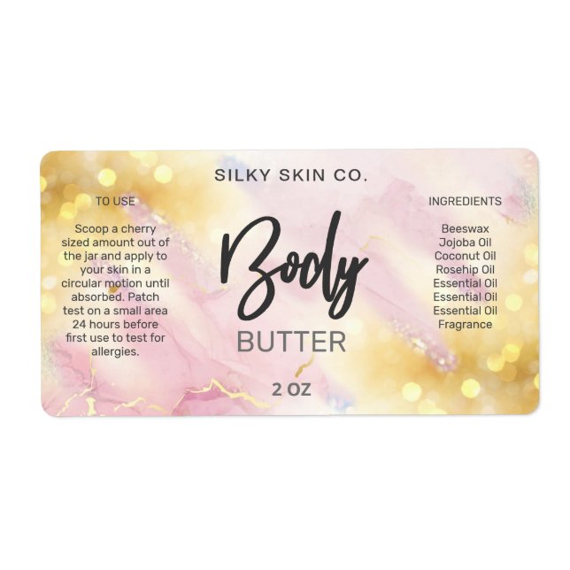 Berufliche Shimmer Body Butter Labels (Vorne)