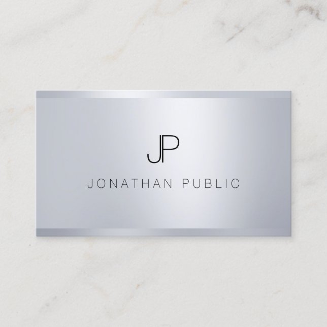 Berufliche Silver Template-Monogramm Visitenkarte (Vorderseite)