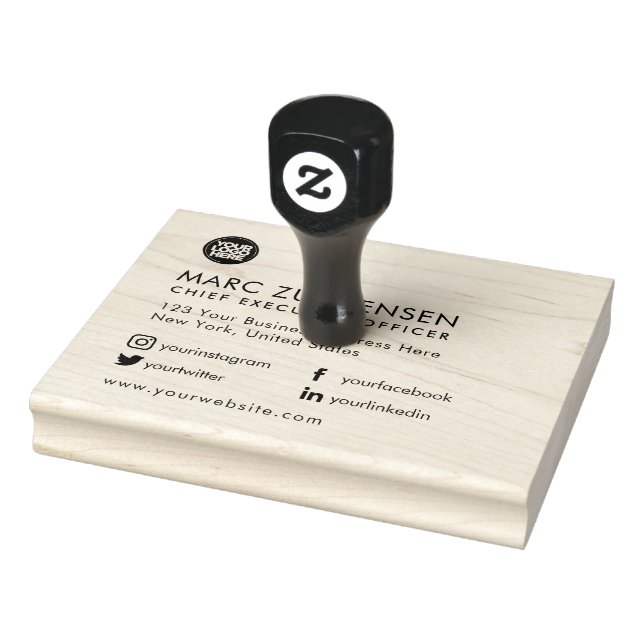 Berufliche Social Media & Logo-Rücksendeadresse Gummistempel (Stempel)