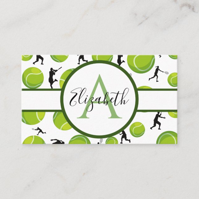 Berufliche Tennis Coach Monogram Social Media Visitenkarte (Vorderseite)