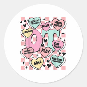 Berufliche Therapie Valentine Candy Sweet Heart F Runder Aufkleber