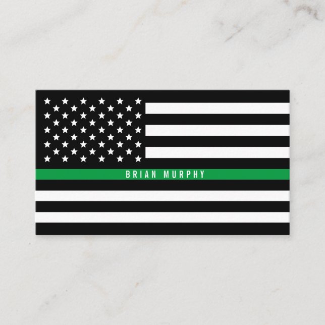 Berufliche "Thin Green Line American Flag" Visitenkarte (Vorderseite)