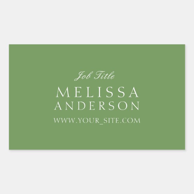 Berufliche Typografie Moss Green Rechteckiger Aufkleber (Vorderseite)