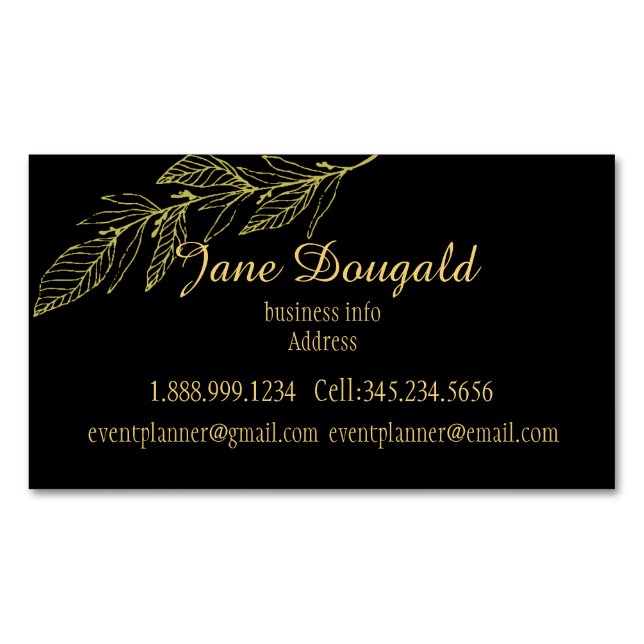 Berufliche und dennoch elegante Schwarze Gold Magnetische Visitenkarte (Vorderseite)