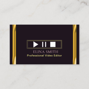Berufliche Video Editor Black Gold Business Card Visitenkarte