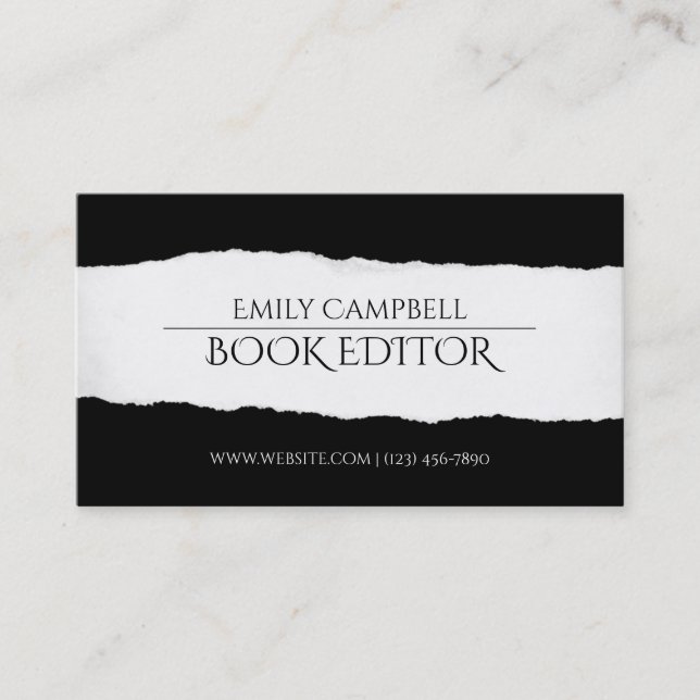 Berufliche-Visitenkarte für den Bucheditor Visitenkarte (Vorderseite)