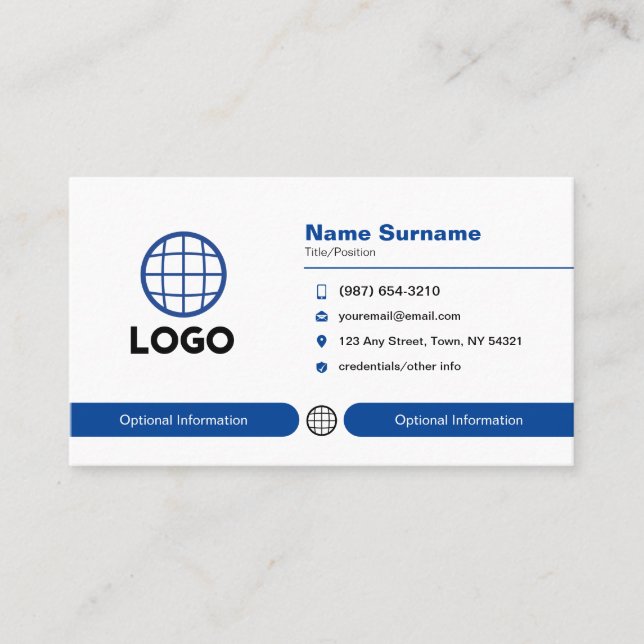 Berufliche Visitenkarte für kundenspezifische Logo (Vorderseite)