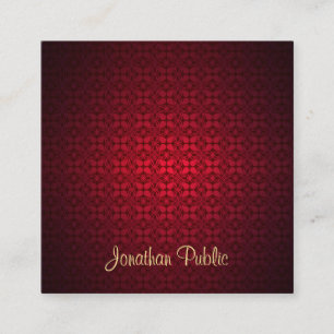Berufliche Vorlage für Red Damask Calligraphy Quadratische Visitenkarte