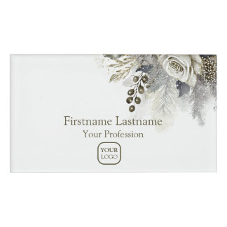 Berufliche Wasserfarbe Silber Goldene Rosen Namenschild