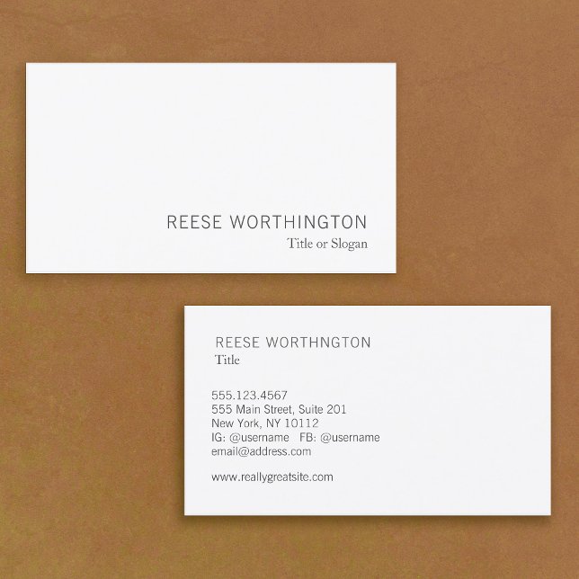 Berufliche Weiß-Moderne Visitenkarte (simple white business card)