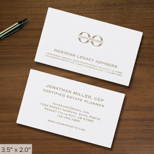 Berufliche White and Gold Business Card Visitenkarte