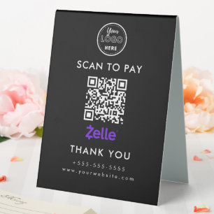 Berufliche Zelle QR Code Scan to Pay Logo Black Tischaufsteller