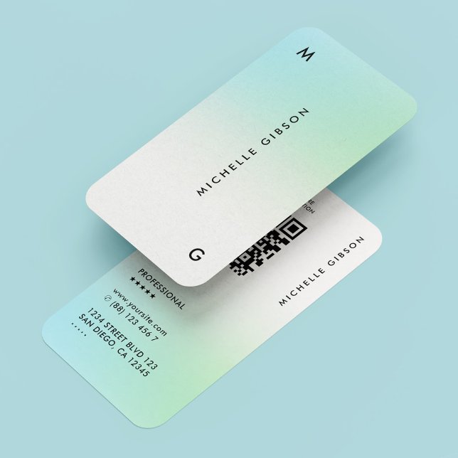 Beruflicher Aquamariner Ombre Minimal einfach Visitenkarte (Professional Teal Ombre Minimal Simple Business Card
)