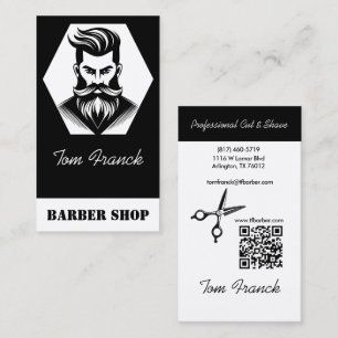 Beruflicher Barbershop Schwarzweiß Visitenkarte