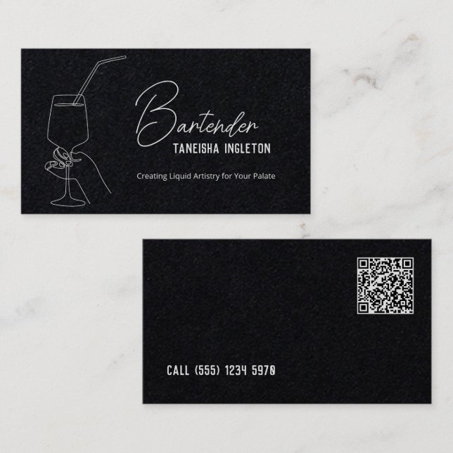 Beruflicher Barkeeper Custom QR Premium Visitenkarte (Vorne/Hinten)