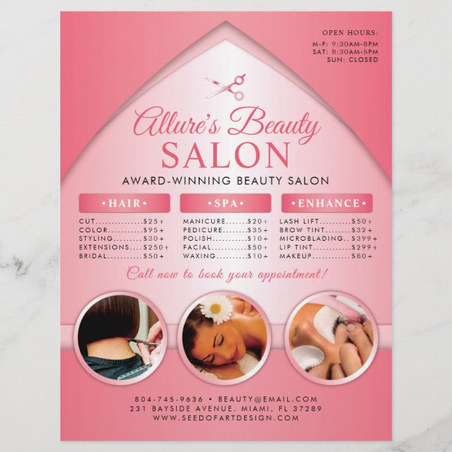 Beruflicher Beauty Salon Preisliste Flyer (Vorne)