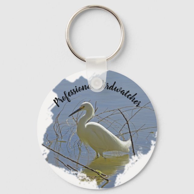 Beruflicher Birdwatcher White Egret Foto Vogelbeob Schlüsselanhänger (Vorderseite)