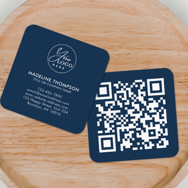 Beruflicher Blue Generic Company Logo QR-Code Quadratische Visitenkarte (Von Creator hochgeladen)