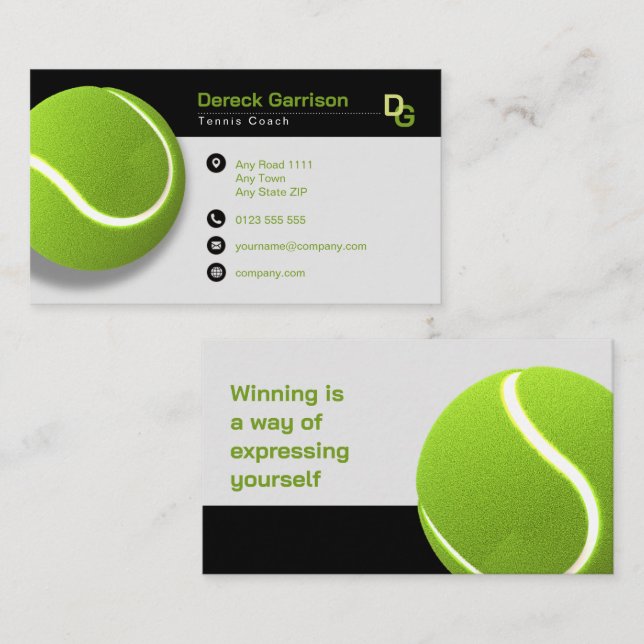 Beruflicher Coach | Tennismeister Sport Visitenkarte (Vorne/Hinten)