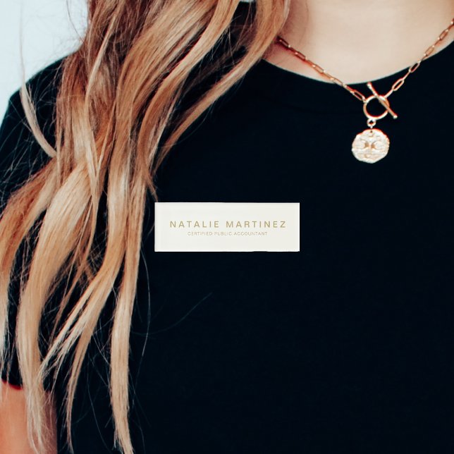 Beruflicher eleganter Cream Gold Magnetic Mitarbei Namenschild (Von Creator hochgeladen)