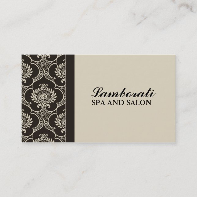 Beruflicher eleganter Kosmetologe Damask Floral Visitenkarte (Vorderseite)