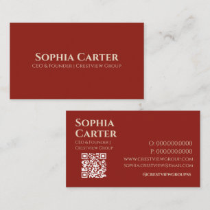 Beruflicher Eleganter Red White QR Code Premium Visitenkarte